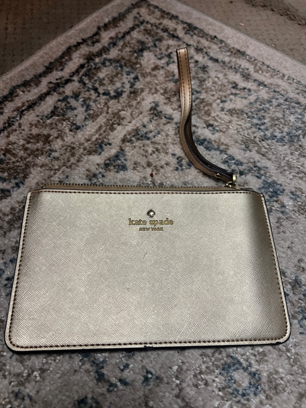 kate spade metallic gold wristlet clutch